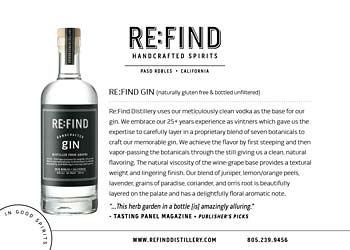 Gin Product Info Sheet