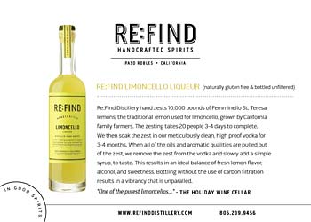 Limoncello Liqueur Product Info Sheet