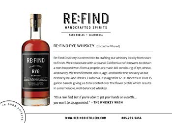 Rye Whiskey Product Info Sheet